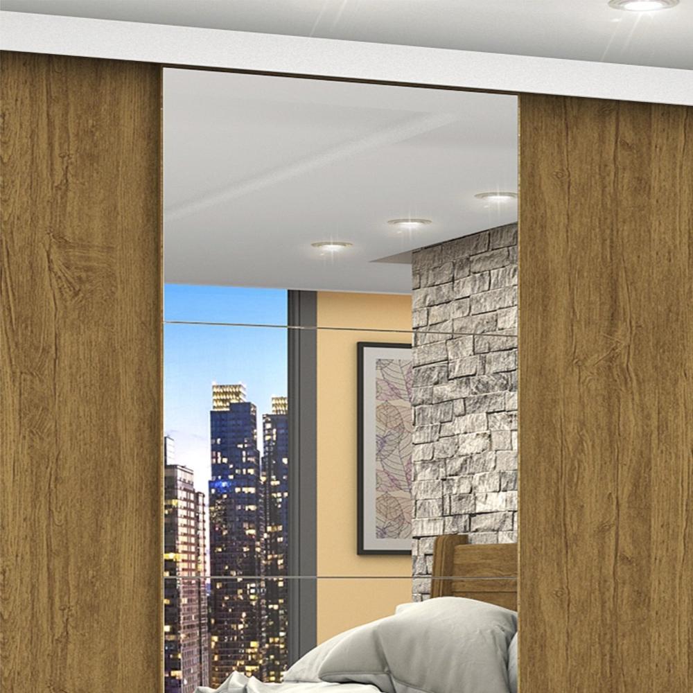 Guarda Roupa Casal 3 Portas com Espelho Porto Plus Espresso Móveis Branco Freijo