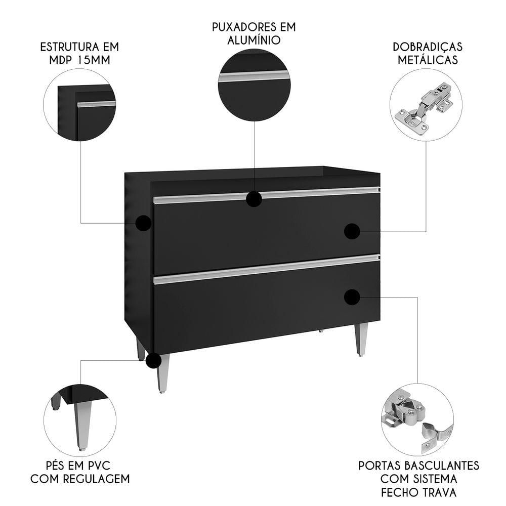 Miniatura Balcão De Cozinha Para Pia 100cm Sem Tampo Julia Z34 Preto - Mpozenato