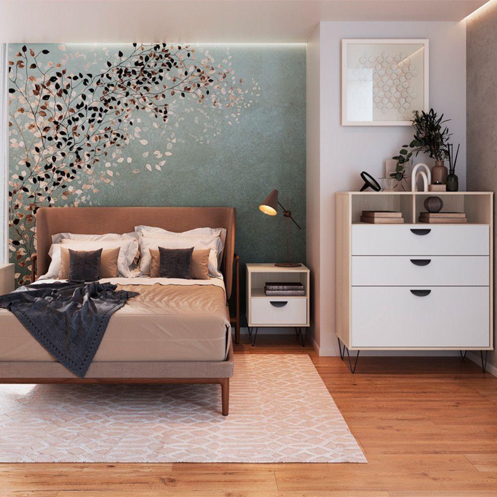 Miniatura Cômoda 2 Gavetas E 1 Gavetão 1006 Drawer Be Mobiliário Nature Com Branco Tx