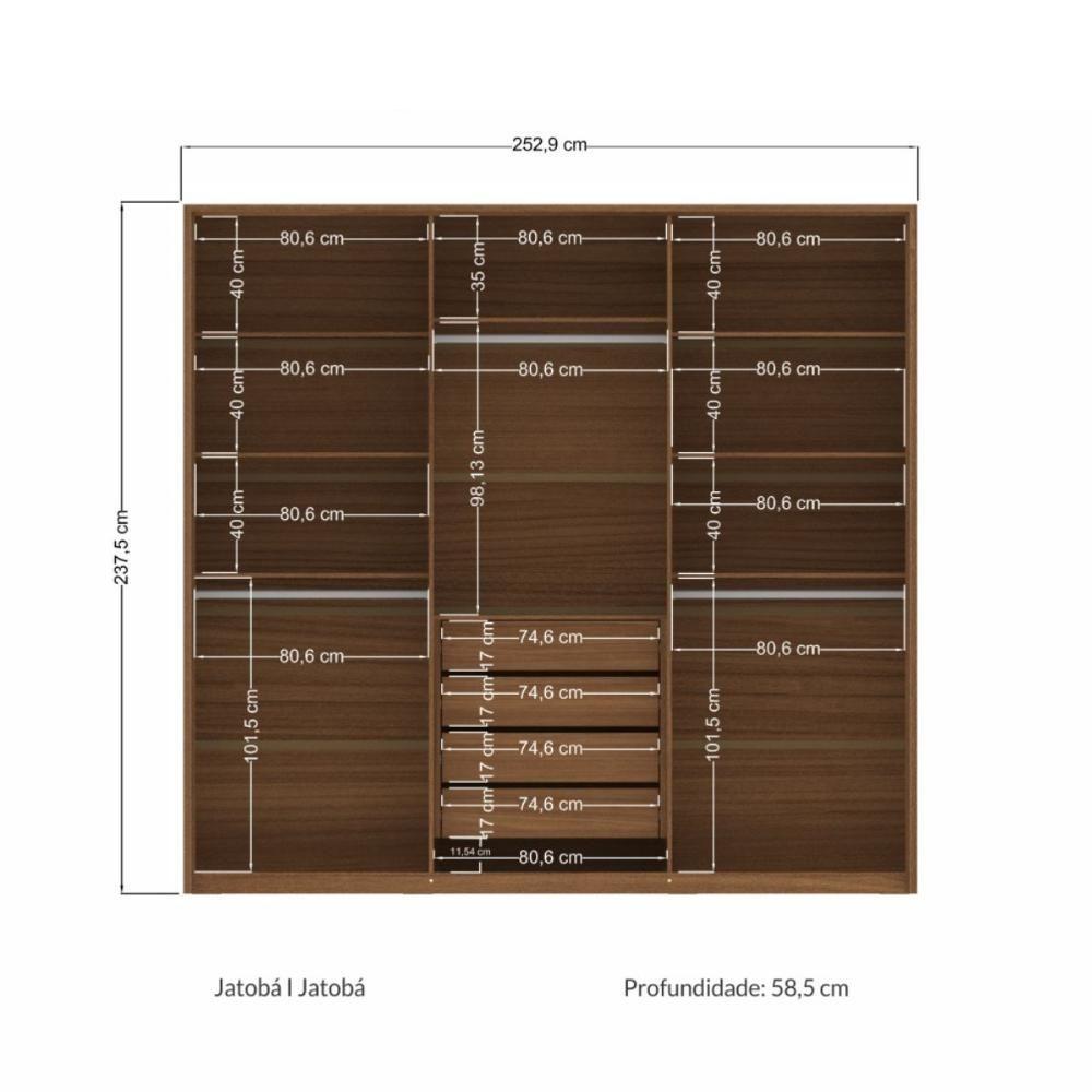 Miniatura Guarda Roupa 6 Portas Israel Jatoba