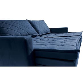 Miniatura Sofá 3 Lugares Cama inBox Marselha com 180 cm de Largura, Retrátil, com Baú e Revestimento Suede Velusoft Azul
