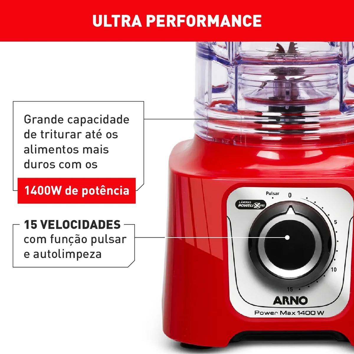 Miniatura Liquidificador Arno Power Max 5 Vel. 1400W 6 Lâminas 220V
