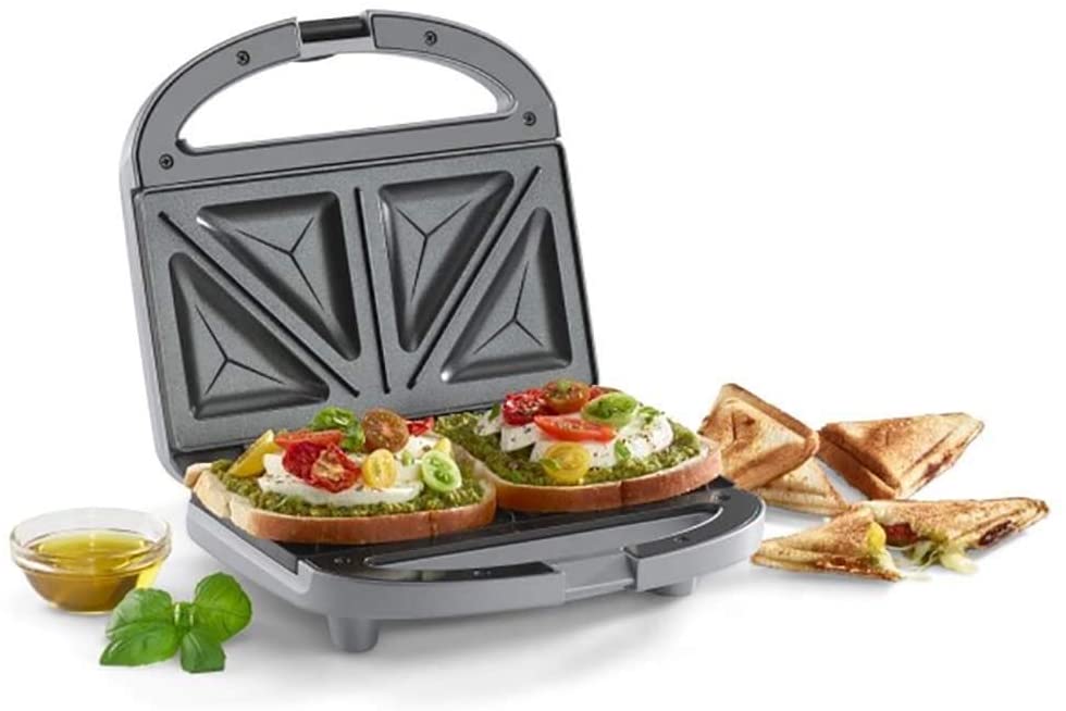 Miniatura Cuisinart Sanduicheira, capacidade de 2 sanduíches, 650 W, 110V, prata.