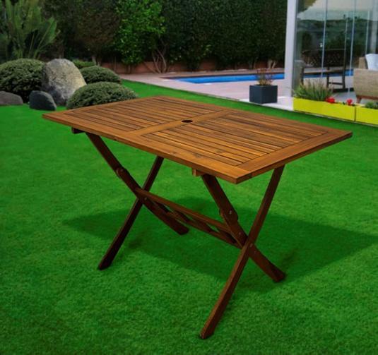 Miniatura Mesa Dobravel De Madeira Para Varanda E Jardim 120X70 Cm