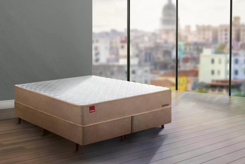 Miniatura Colchão King Molas Ensacadas 193x203x26cm Havana Mannes Branco/Bege