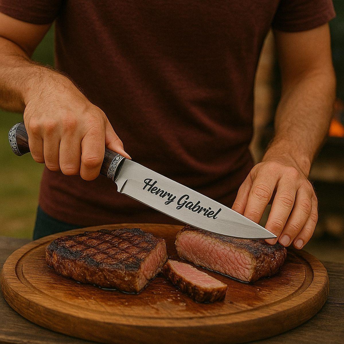 Miniatura Faca Personalizada Para Caça Pesca E Churrasco Com Bainha