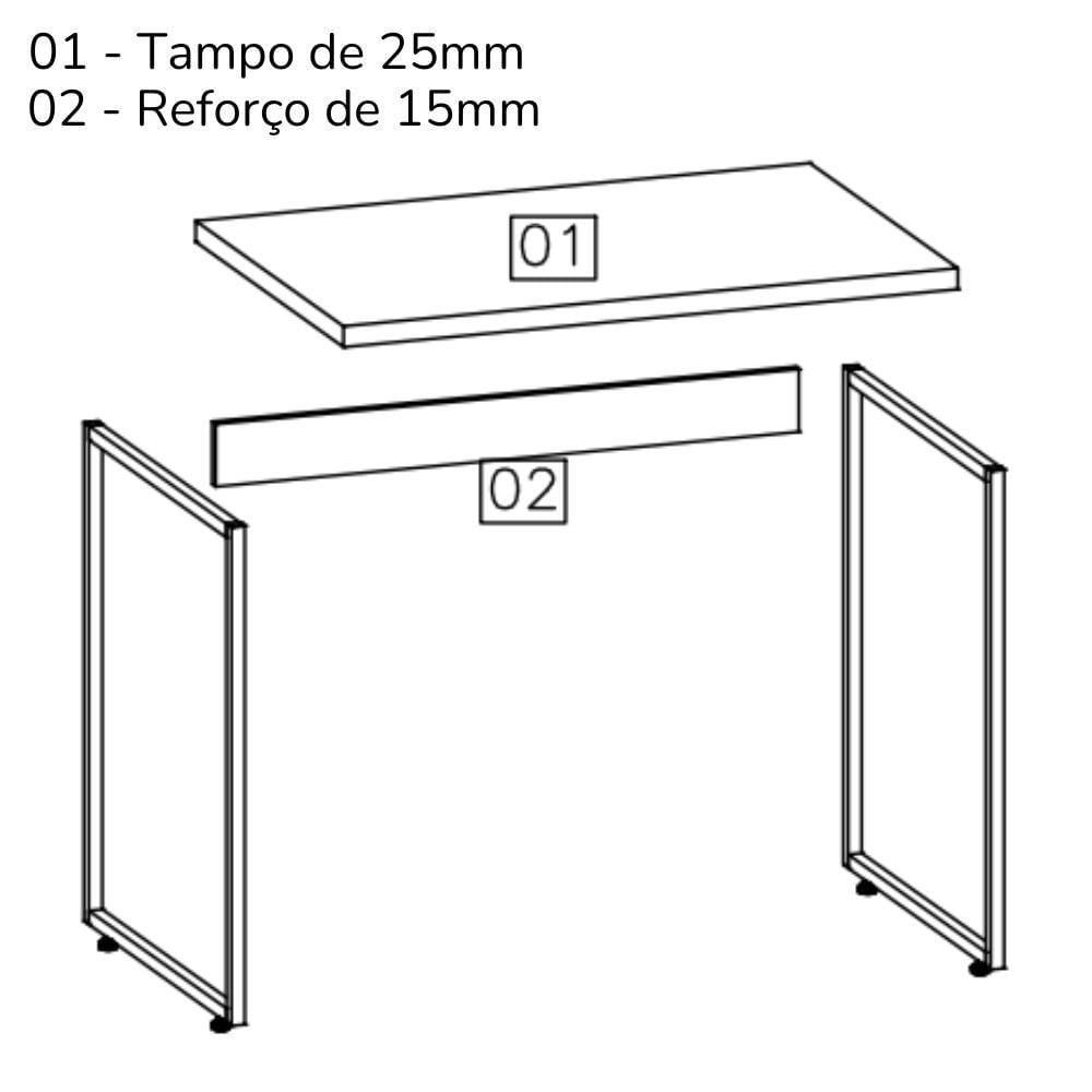Miniatura Mesa Escrivaninha Escritorio 118 Cm Li002 Freijo Preto Fosco Kpb