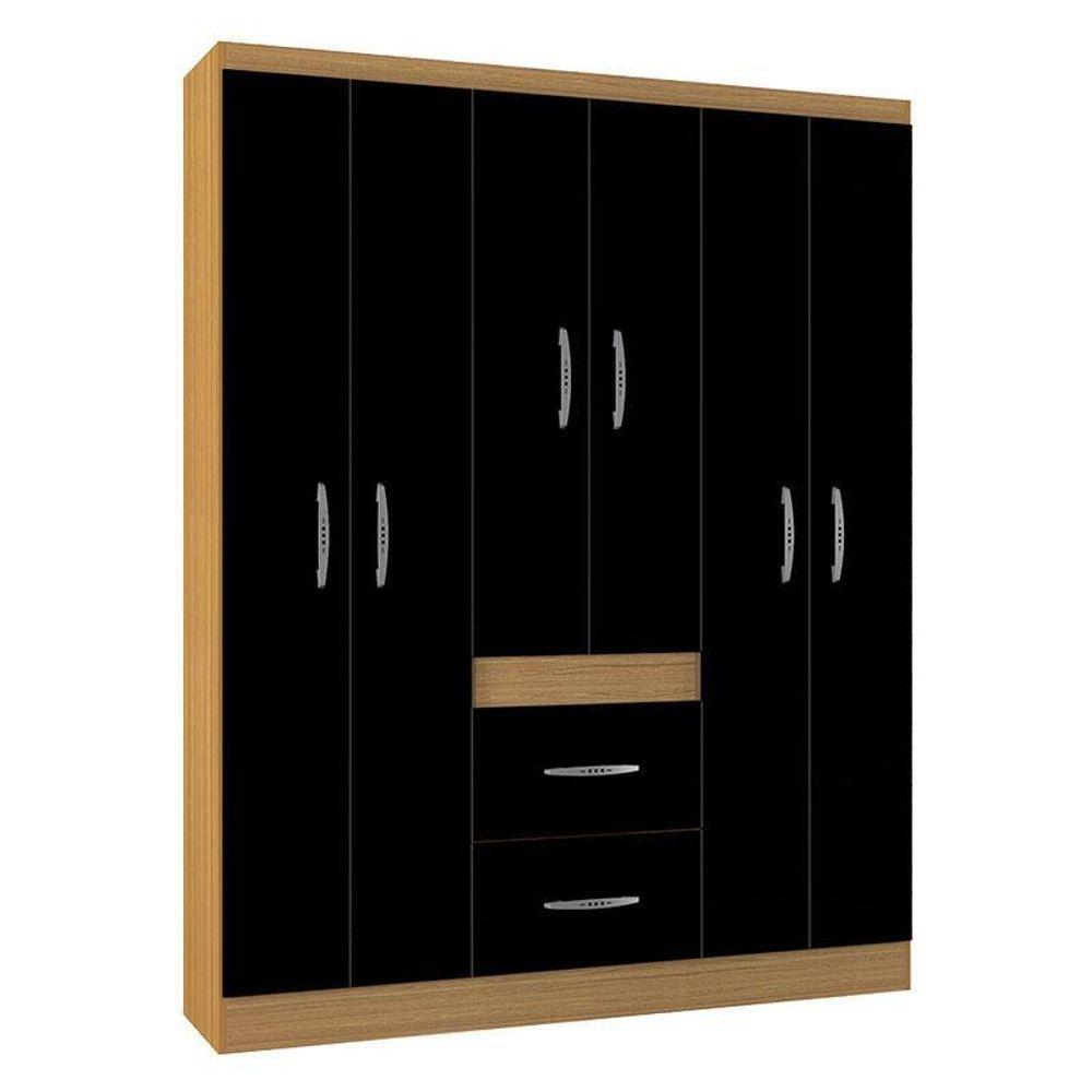 Miniatura Guarda Roupa Casal Milão 6 Portas Damasco Preto – Poquema
