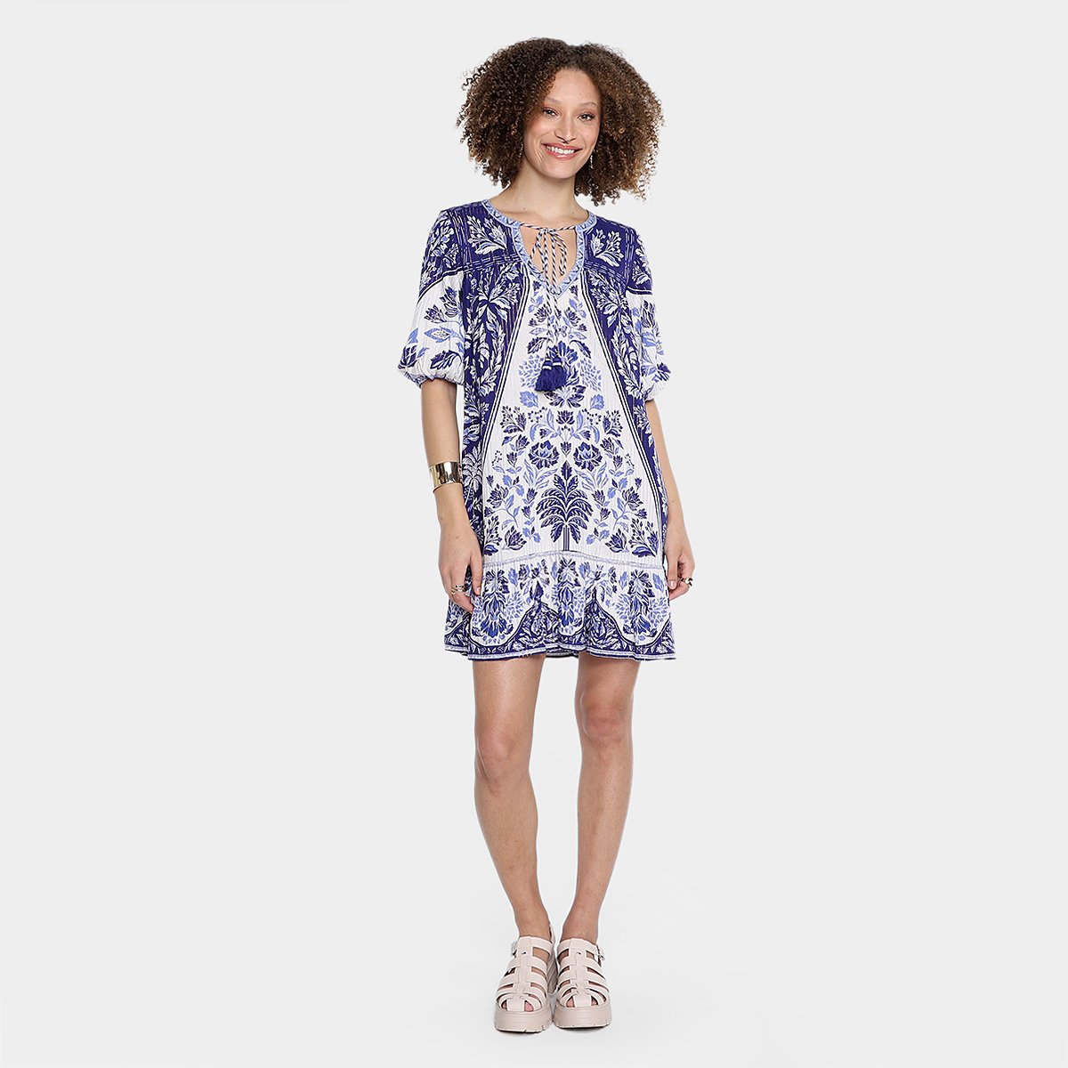 Miniatura Vestido Curto Farm Heloisa Feminino Off White - G