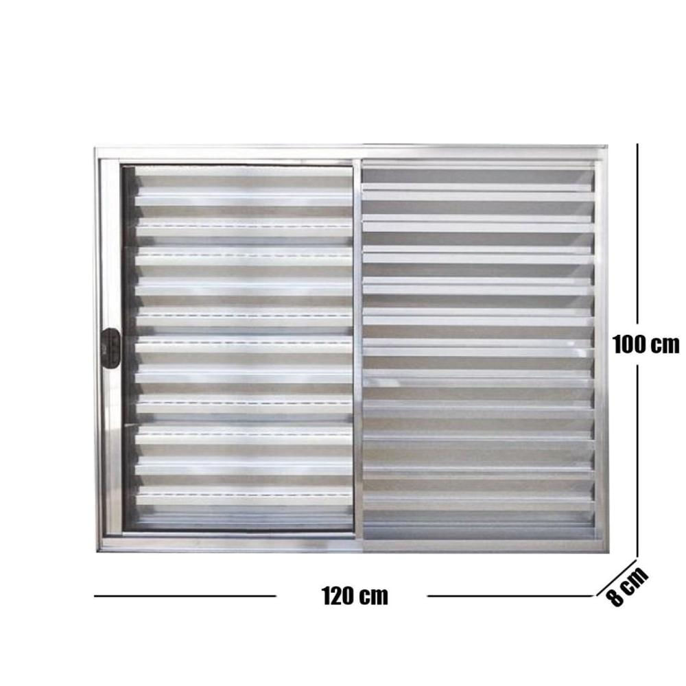 Miniatura Janela Veneziana de Alumínio 3 Folhas 100 x 120cm Linha Modular Esquadrias Bergamo Brilhante