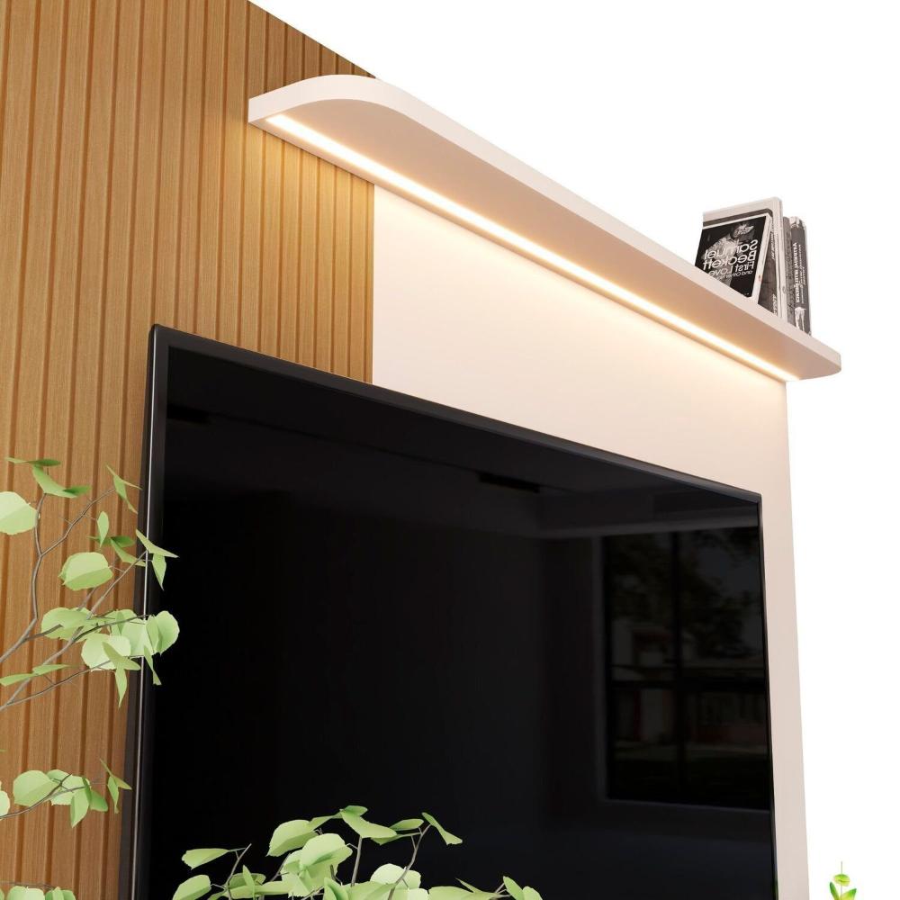 Estante Home Theater para Tv até 75 Polegadas com Led Ripado Impressão 5232 Elmo/Offwhite
