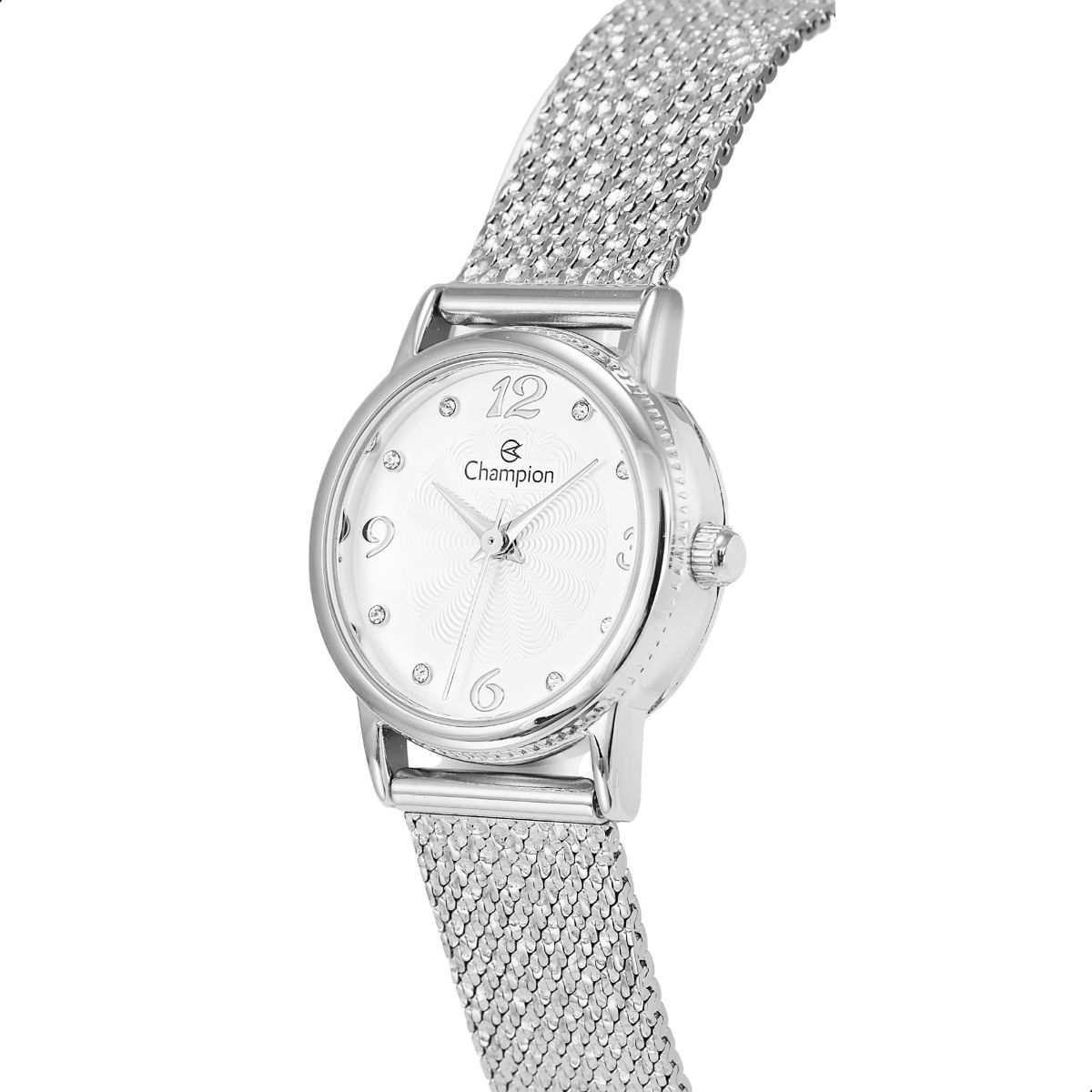 Relógio Feminino Champion Texturizado Mini Prata CF24091Q + Colar e Brincos