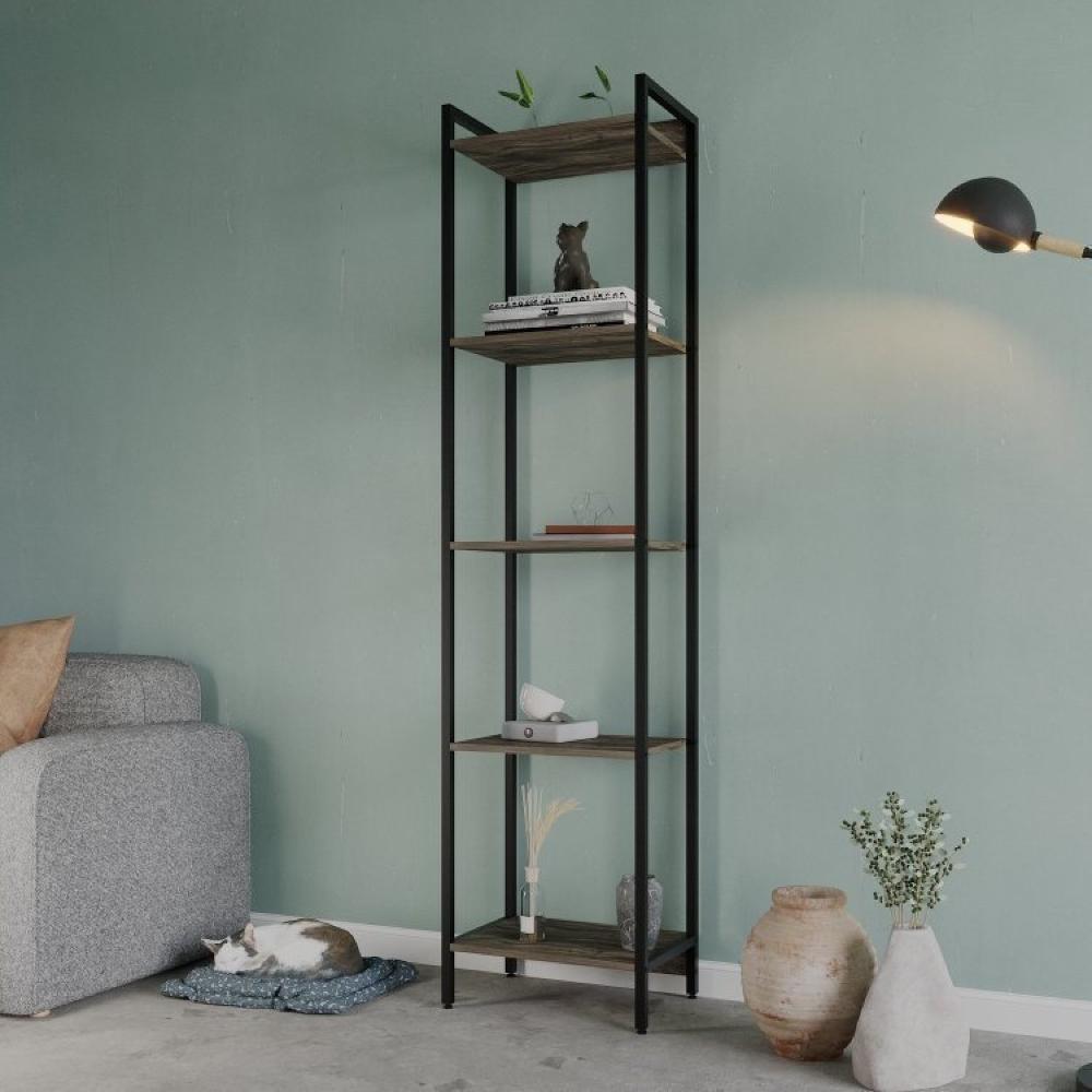 Conjunto Rack para TV até 50 Polegadas 1 Nicho Aéreo 2 Estante Estilo Industrial Active Yescasa Carvalho Dark