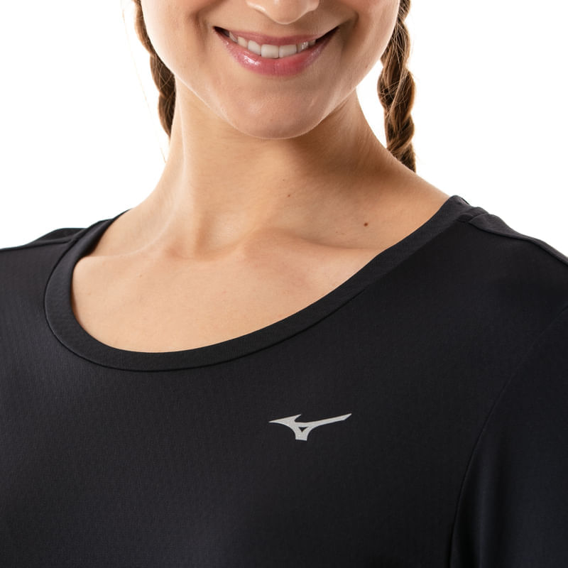 Miniatura Camiseta Manga Longa de Corrida Feminina Mizuno Nirvana Preto - G
