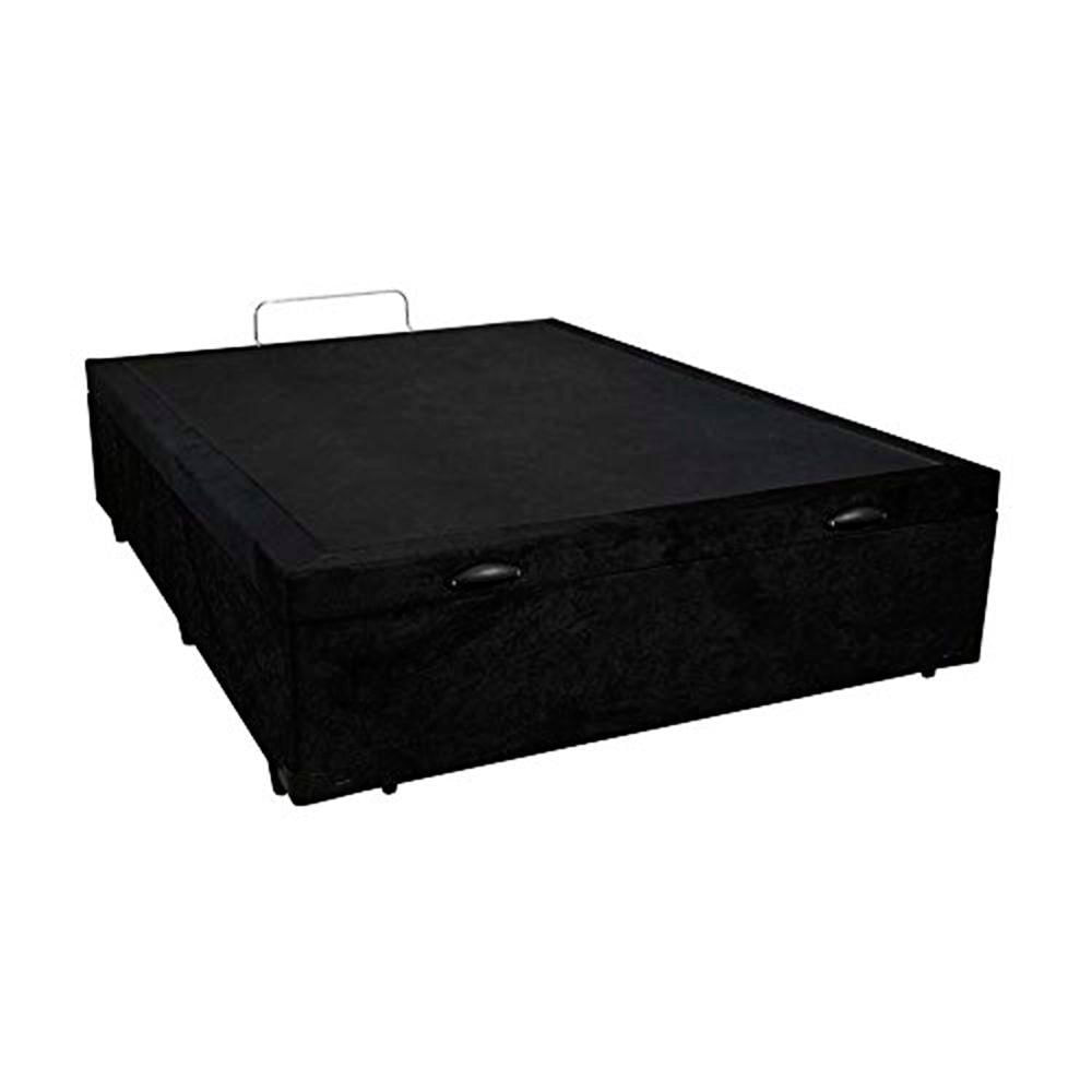 Miniatura Cama Box Baú Viúva King Design Suede Preto 128x188x41