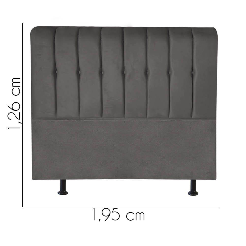 Miniatura Cabeceira Estofada Kiara 195Cm King Size Para Cama Box Quarto Corino Cinza
