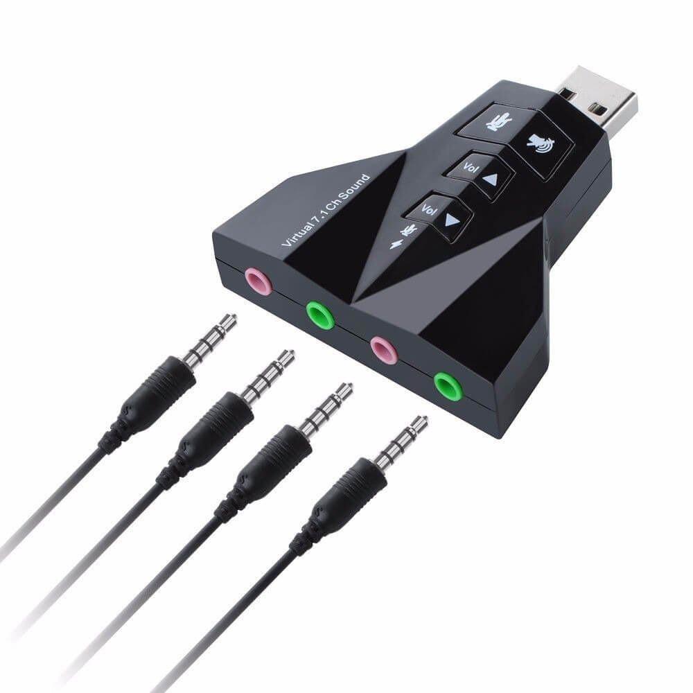 Miniatura Placa De Som 7.1 Usb Audio Pre Escuta canal Virtual HBT65 Windows - Placa de som - Usb