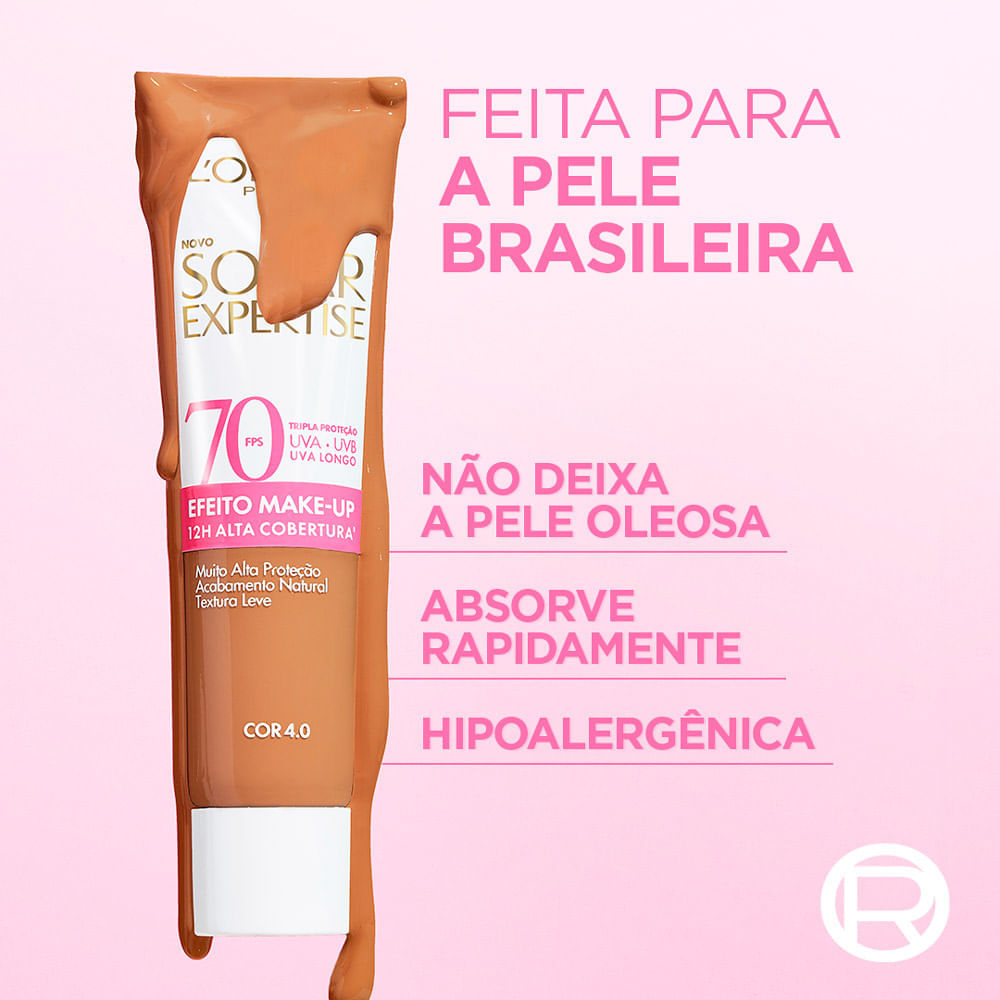 Miniatura Protetor Solar Facial L'Oréal Solar Expertise FPS 70 Efeito Make UP Cor 4.0 30g