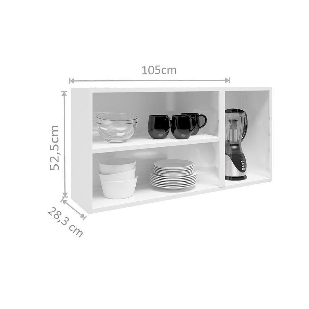 Miniatura Armário Aéreo P/ Cozinha Múltipla 6010 3 Portas C/vidro 105cm Branco - Bertolini