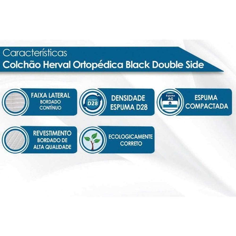 Cama Box Baú Queen: Colchão Anatômico Herval D45 / Ag65 Black Double Face + Base Black(158X198)