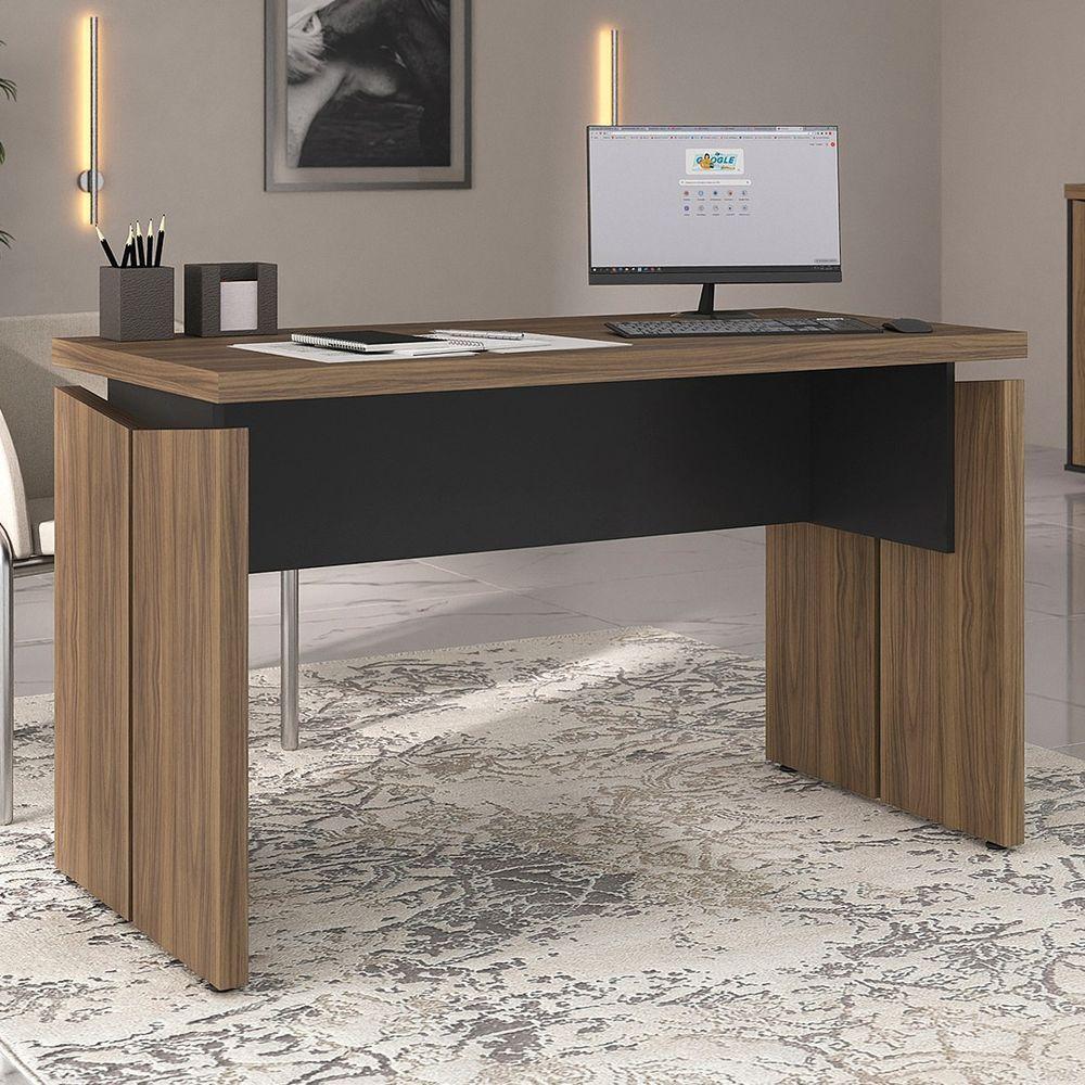 Mesa Para Escritório Home Office 125cm Corp A06 Nogal/preto - Mpozenato