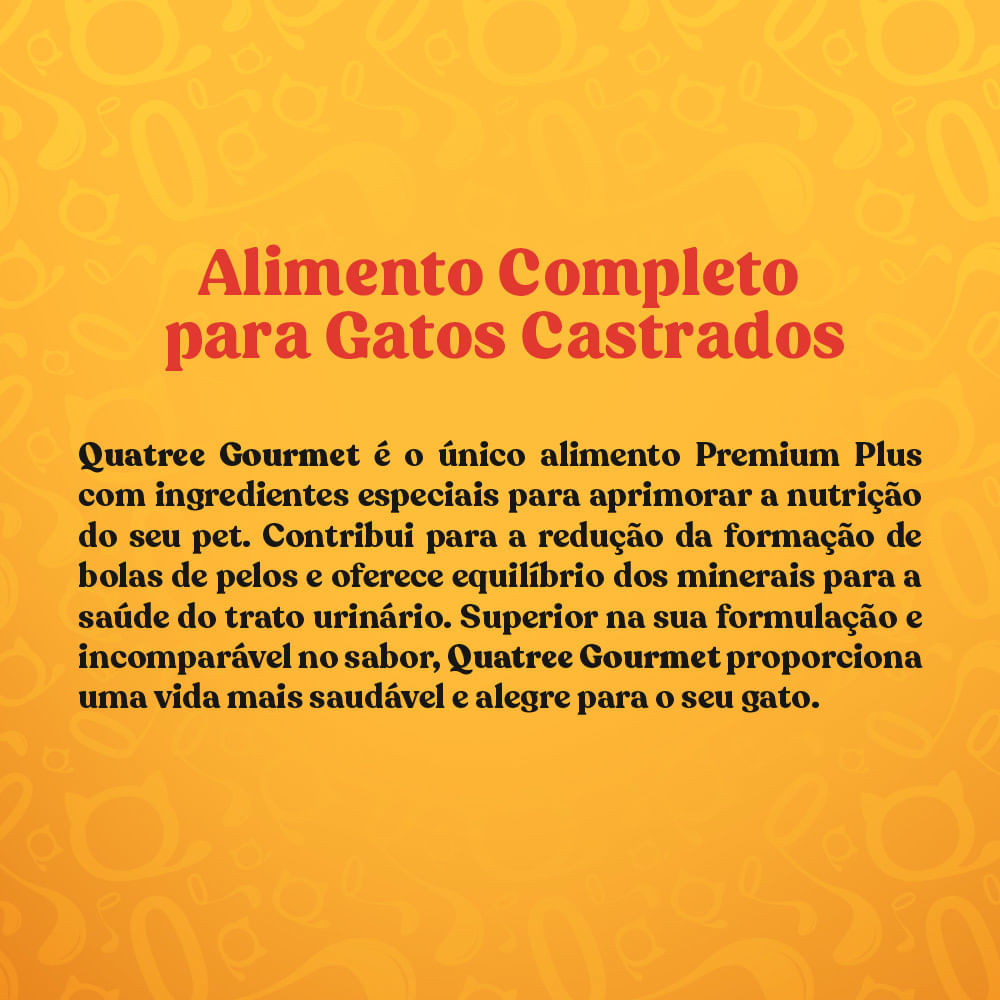 Miniatura Ração para Gatos Castrados Quatree Gourmet Premium Plus Sabor Mix de Carnes 10,1Kg
