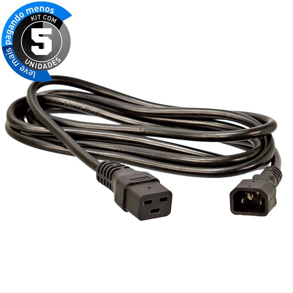 Miniatura Cabos De Força Extensor Iec C19 14Awg, 3 Mt - Kit 5