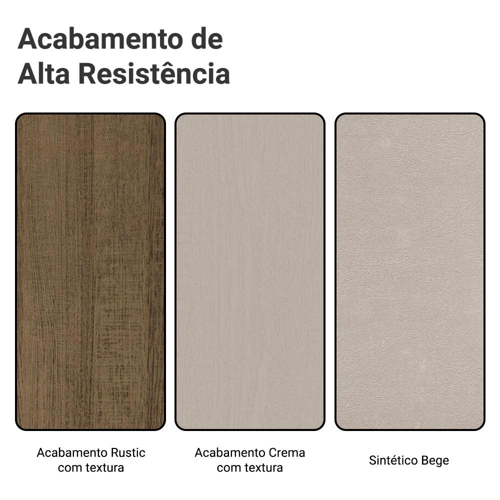 Conjunto Sala de Jantar Havana Madesa Mesa Tampo de Madeira com 4 Cadeiras Rustic/Crema/Pérola