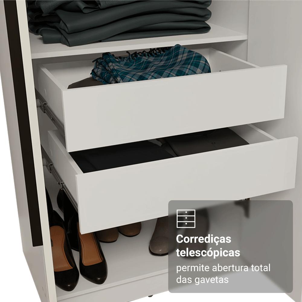 Guarda-Roupa Casal 8 Portas Batentes com Espelho Venus Madesa B Branco/Branco/Preto