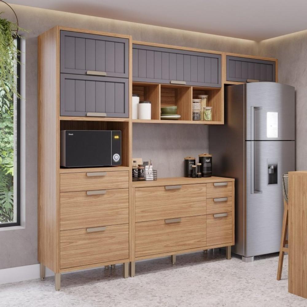 Miniatura Cozinha Modulada Compacta 4 peças 1 Nicho para Forno ou Micro-ondas Helen Yescasa Freijó/Titanium