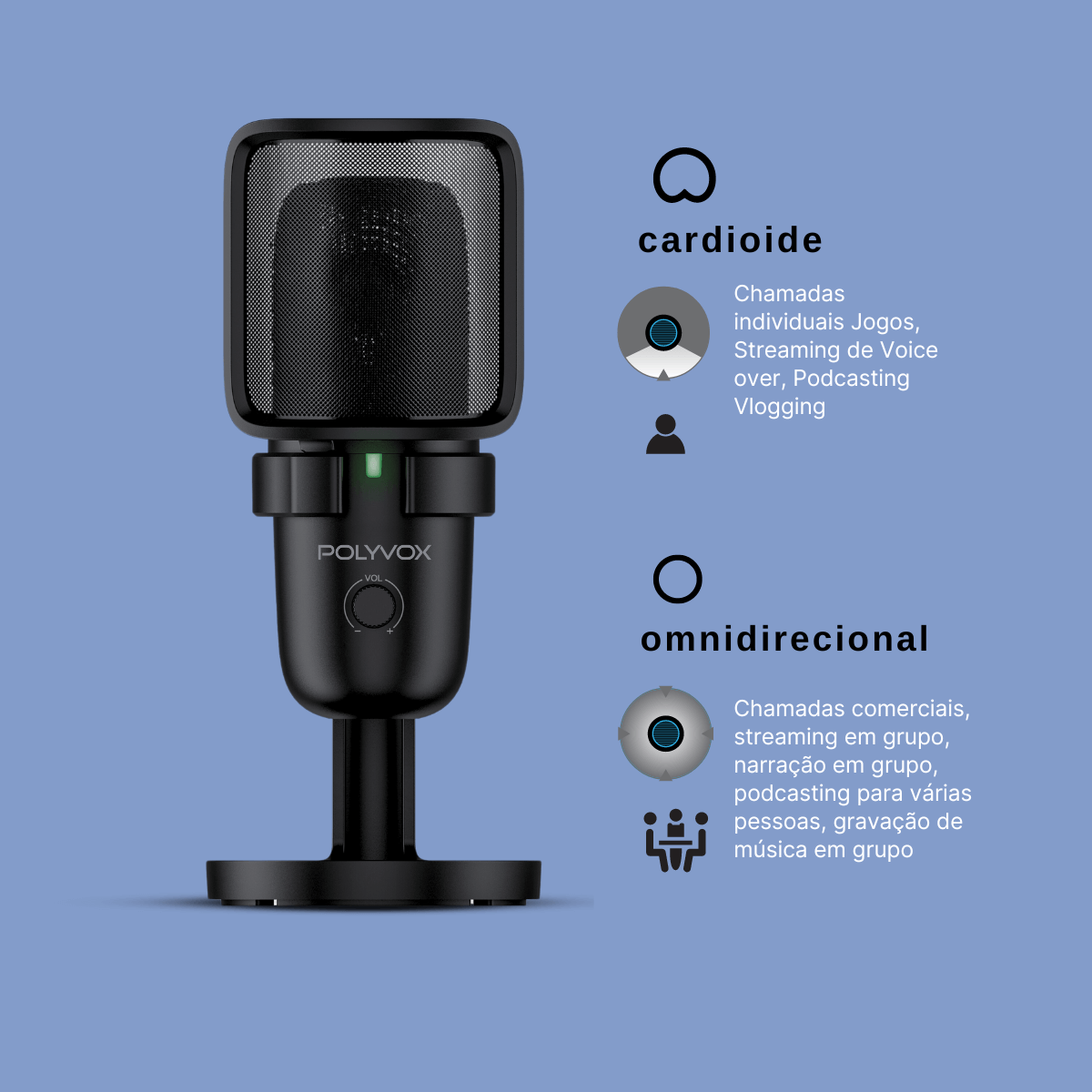 Miniatura Microfone XP-500 Polyvox Usb Estudio Gravação Profissional