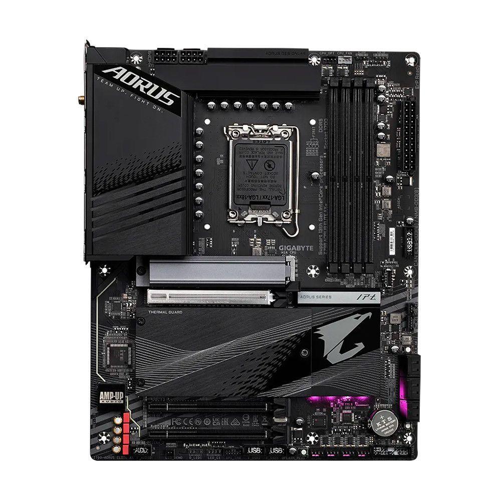 Placa Mãe Gigabyte Para Intel 1700 Z790 Aorus Elite Ax Wifi 4xddr5 Atx Preto