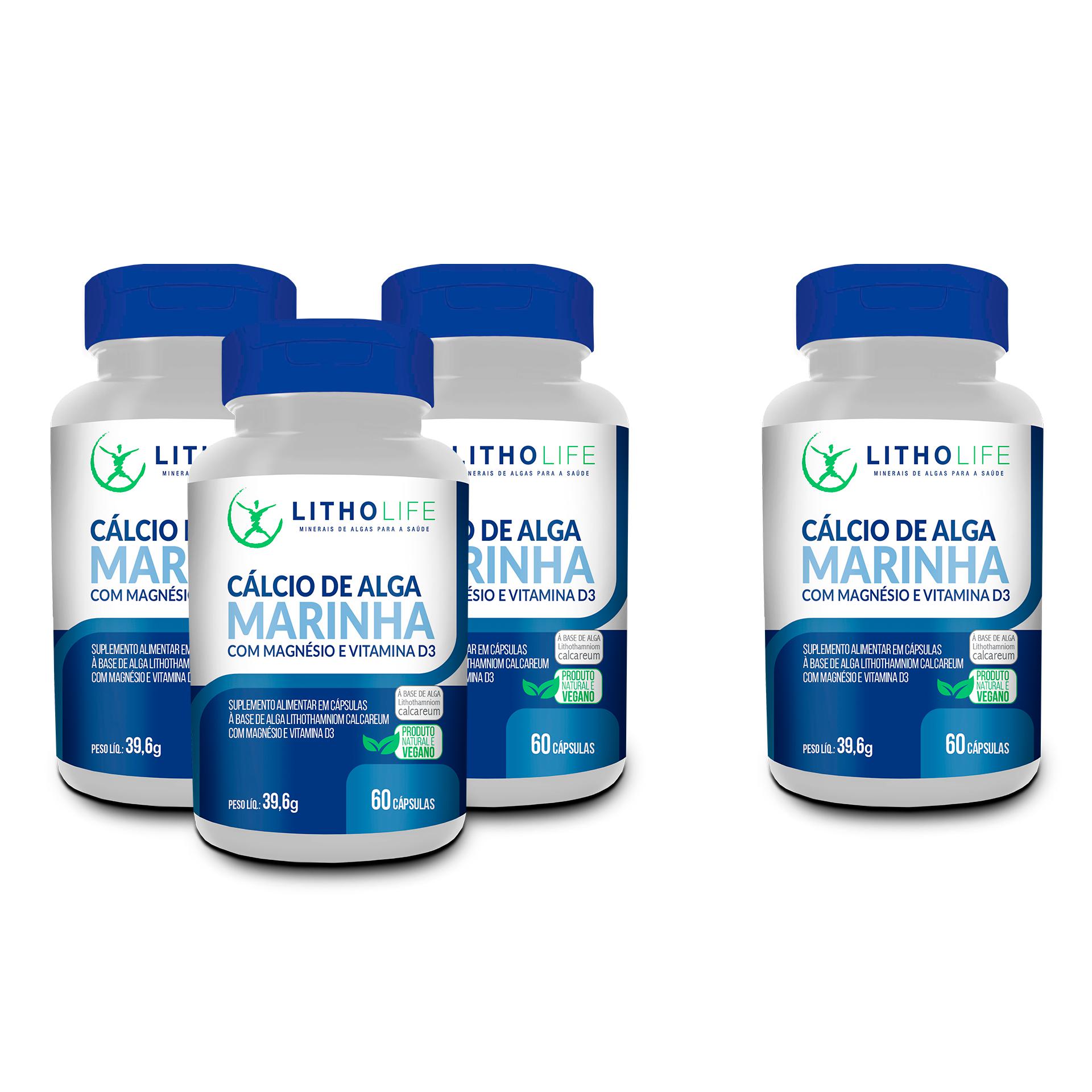 Miniatura Cálcio De Alga Marinha Com Magnésio E Vitamina D3 4 Unidades