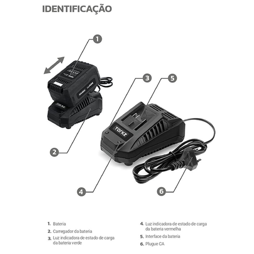 Carregador de Bateria Torkz 20 Volts, 2,4 Ah, TRB0006