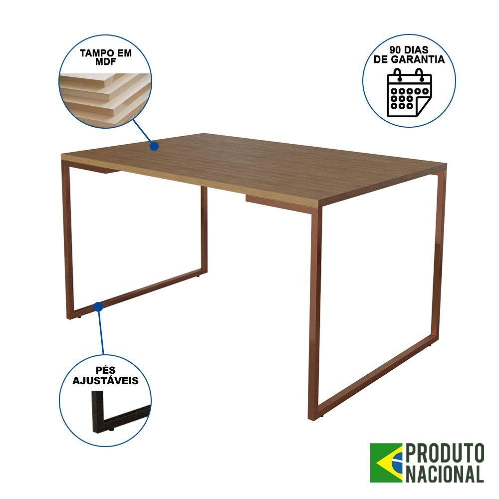 Miniatura Mesa Industrial Base Ferro Cobre 137X90 Tampo Amêndoa 4 Cadeiras Eiffel Ferro Cobre Assento Preto