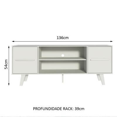 Miniatura Rack para TV até 55 Polegadas Madesa Copenhagen Branco Cor:Branco