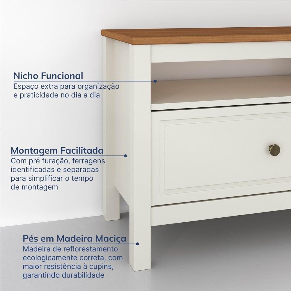 Miniatura Rack para Tv 75 Polegadas 3 Gavetas 210cm Ananda Cabecasa Madeiramadeira Off-white/Mel
