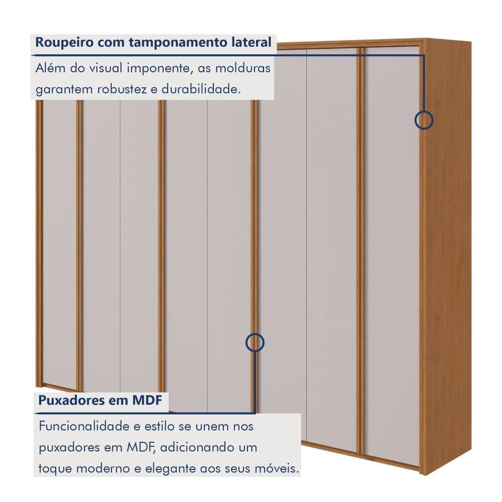 Miniatura Guarda-roupa 8 Portas 6 Gavetas 100% Mdf Ergon Amêndoa Clean/Off White