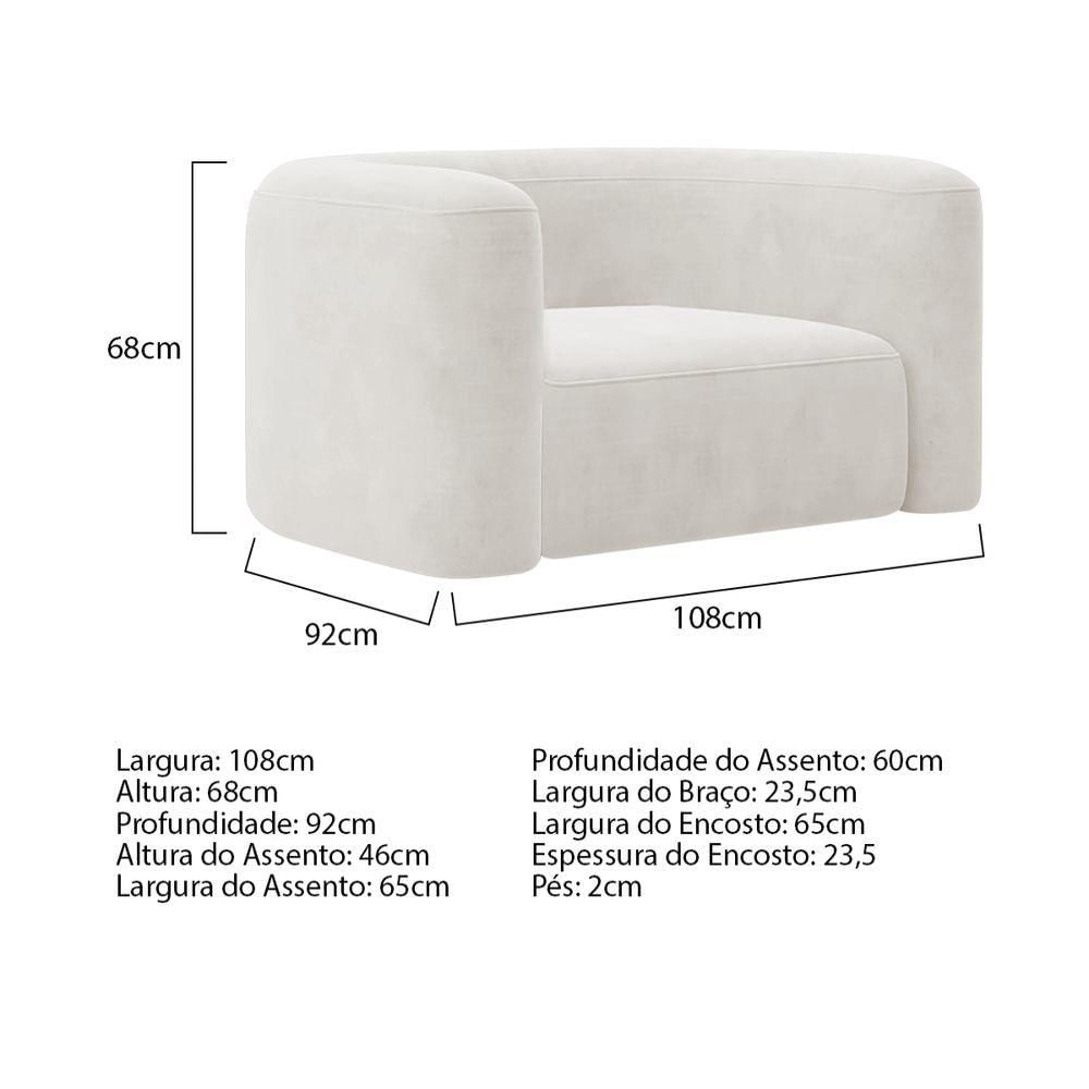 Miniatura Kit Sofá 2 Lugares 160cm E Poltrona Orgânica Luxo Recepção Melina Bouclé - Amarena Moveis Cor Branco