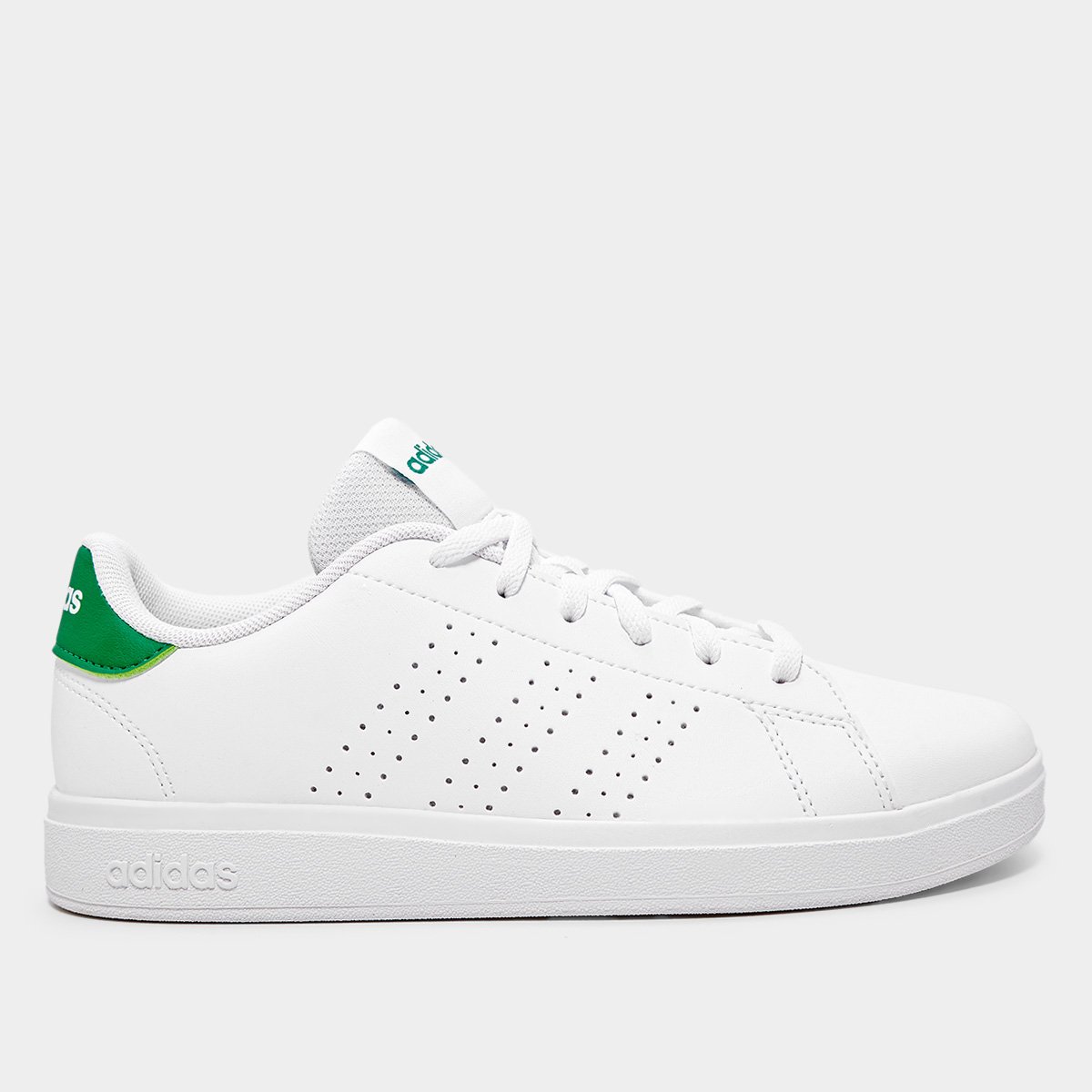 Miniatura Tênis Infantil Adidas Advantage Base 2.0 Branco+Verde - 33
