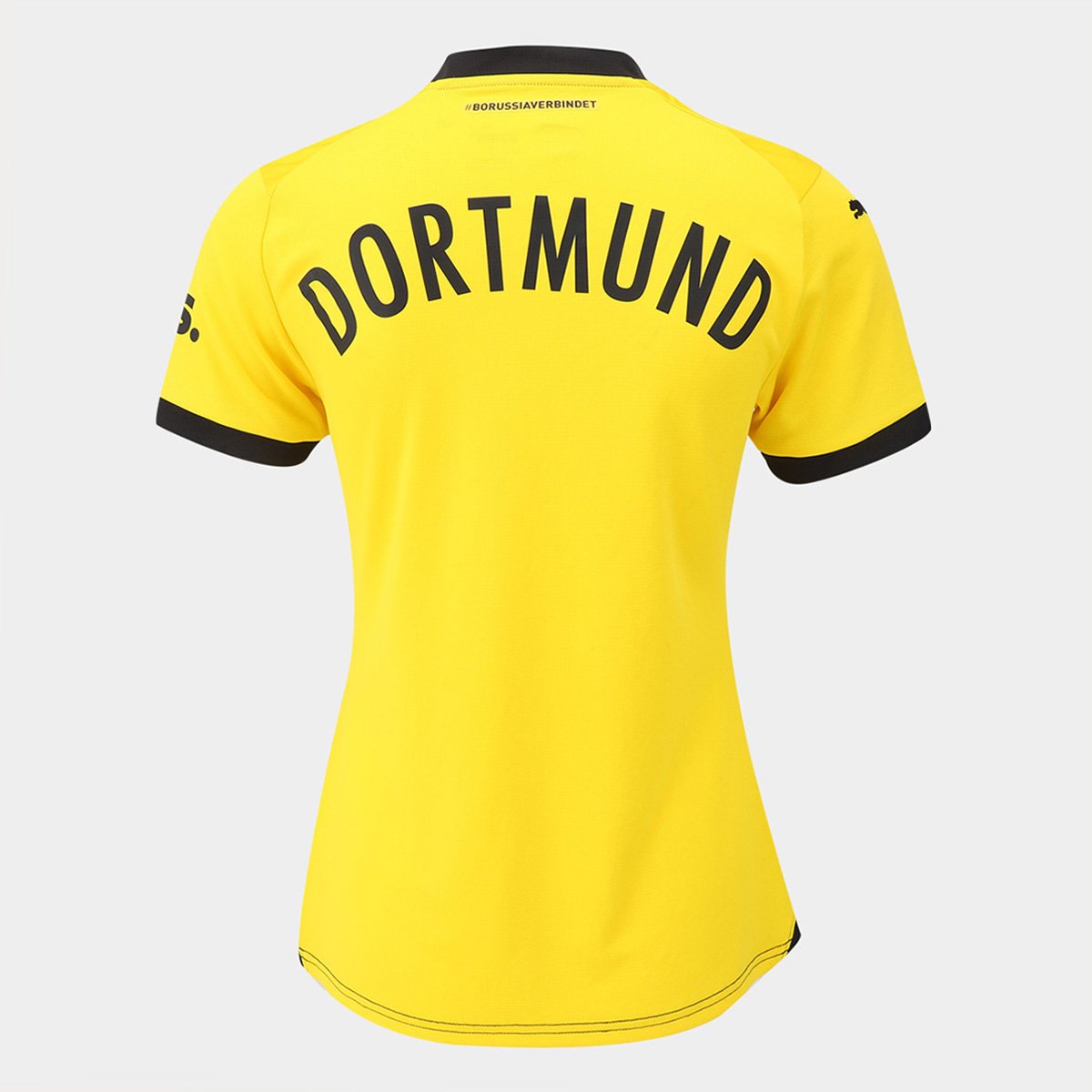 Miniatura Camisa Borussia Dortmund Home 23/24 s/nº Torcedor Puma Feminina Amarelo+Preto - GG