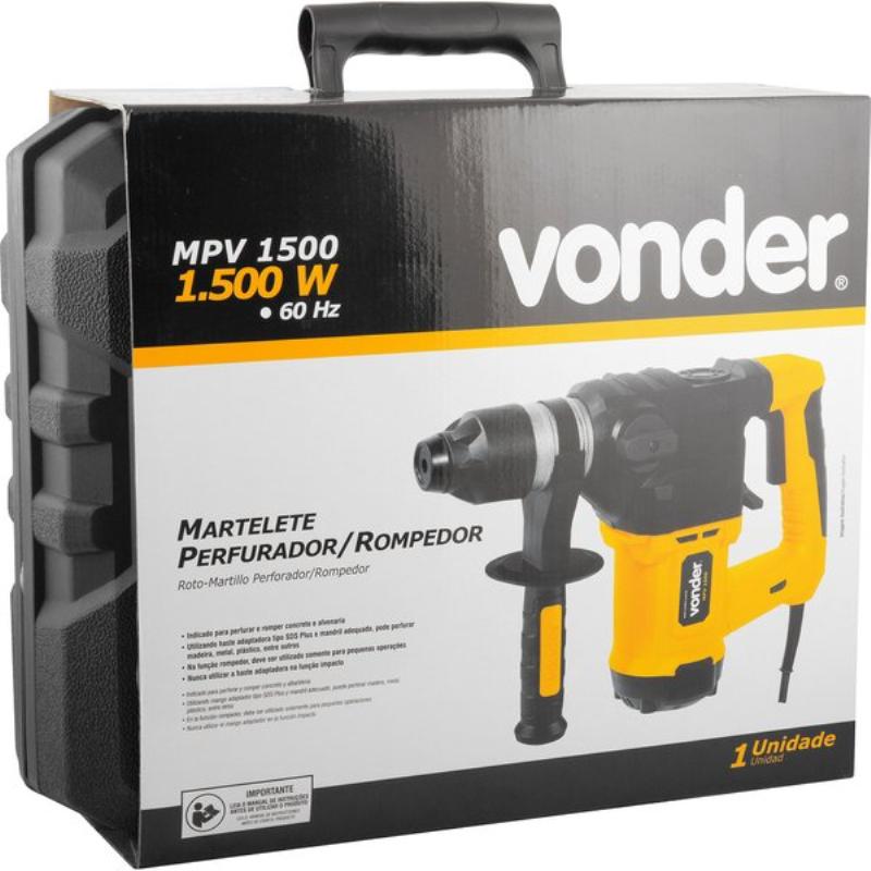Miniatura Martelete Perfurador e Rompedor 1500W com Maleta MPV 1500 VONDER 110V
