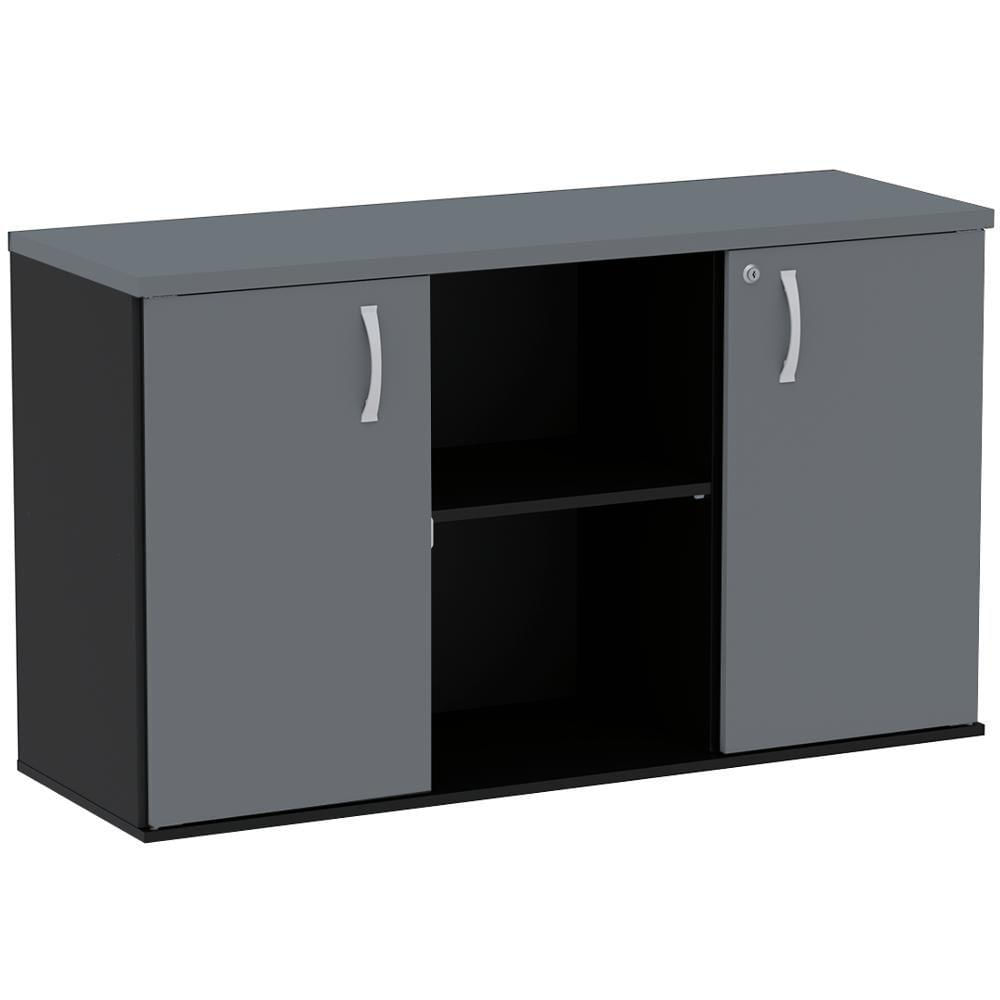 Miniatura Armário Baixo Credenza Pe25 Pandin 121,50 Cm (Largura) Em Mdp Preto E Grafito E Duas Portas