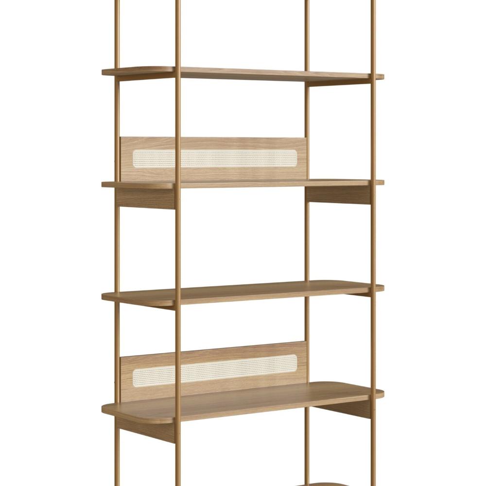 Estante 180 cm 6 Prateleiras Palhinha Pé Metal Hanover/Dourado