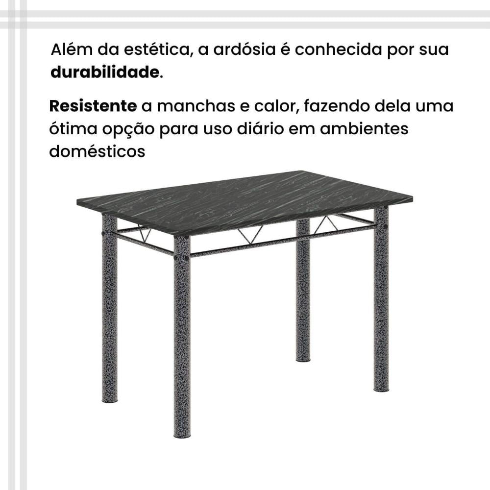 Conjunto de Mesa Tubular 100cm X 60cm com Tampo e 4 Cadeiras Dany Preto/Prata