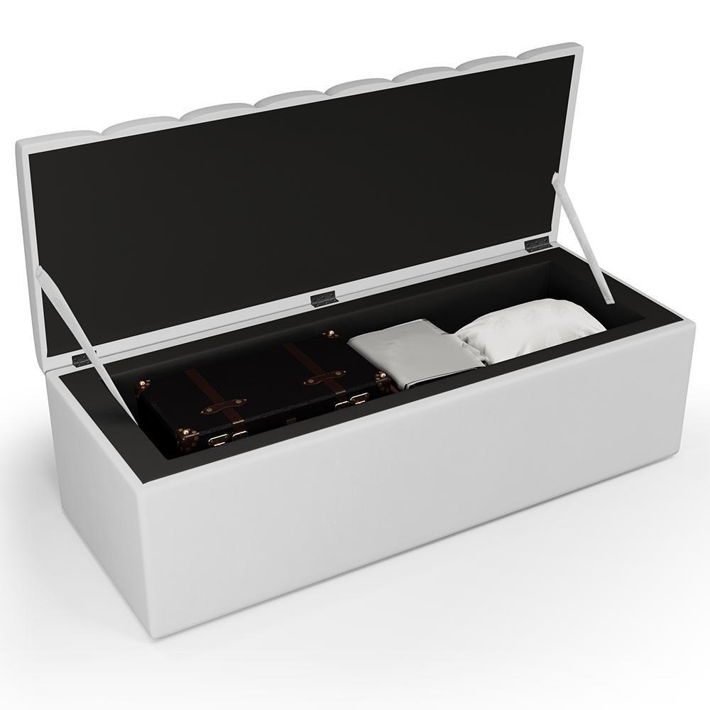 Miniatura Calçadeira Recamier Baú Para Cama De Casal King Dália 195x50 Cm W01 Facto Branco - Lyam