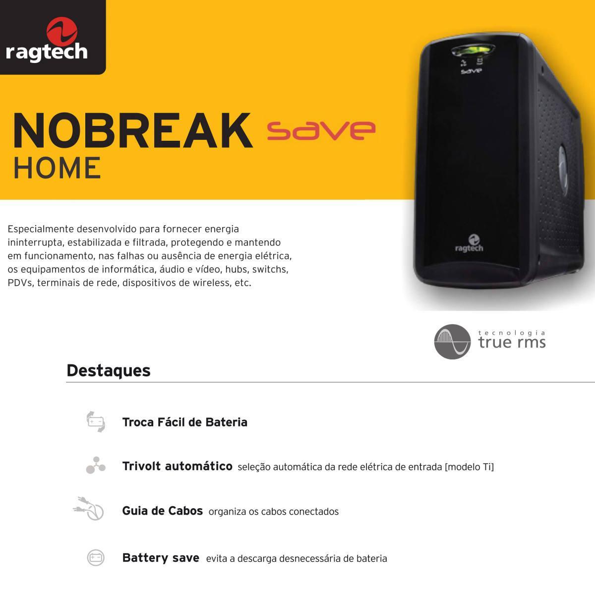 Nobreak Ragtech Full Black 600Va 3Em1 Distribuidor Exclusivo