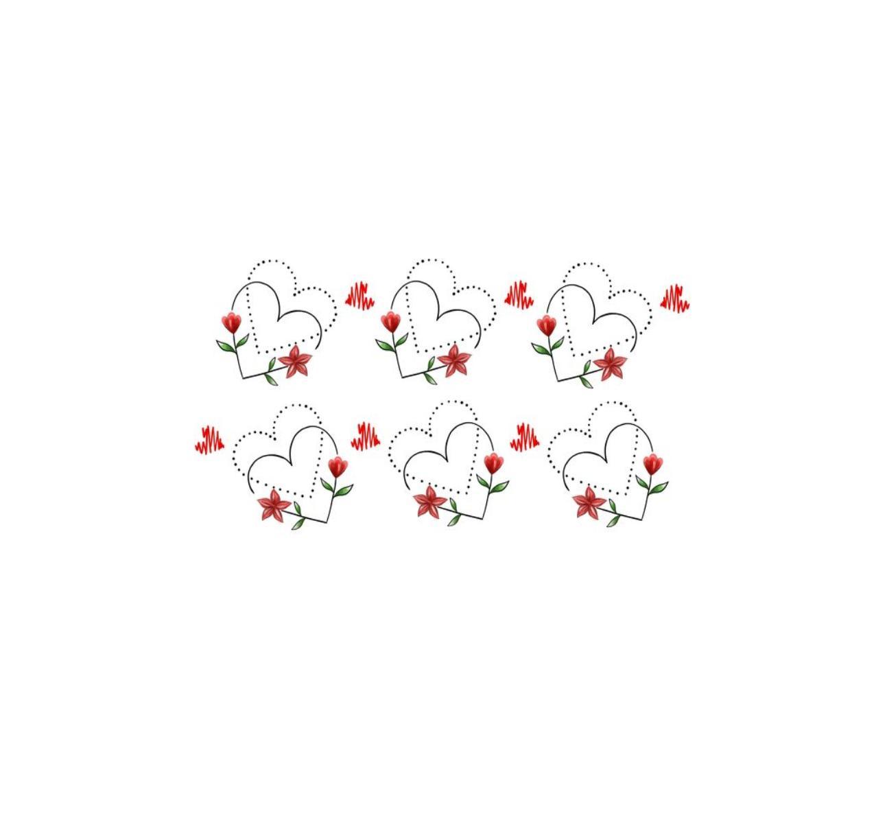 Miniatura Tatuagem Temporária Coração Arranjo Flores Delicado