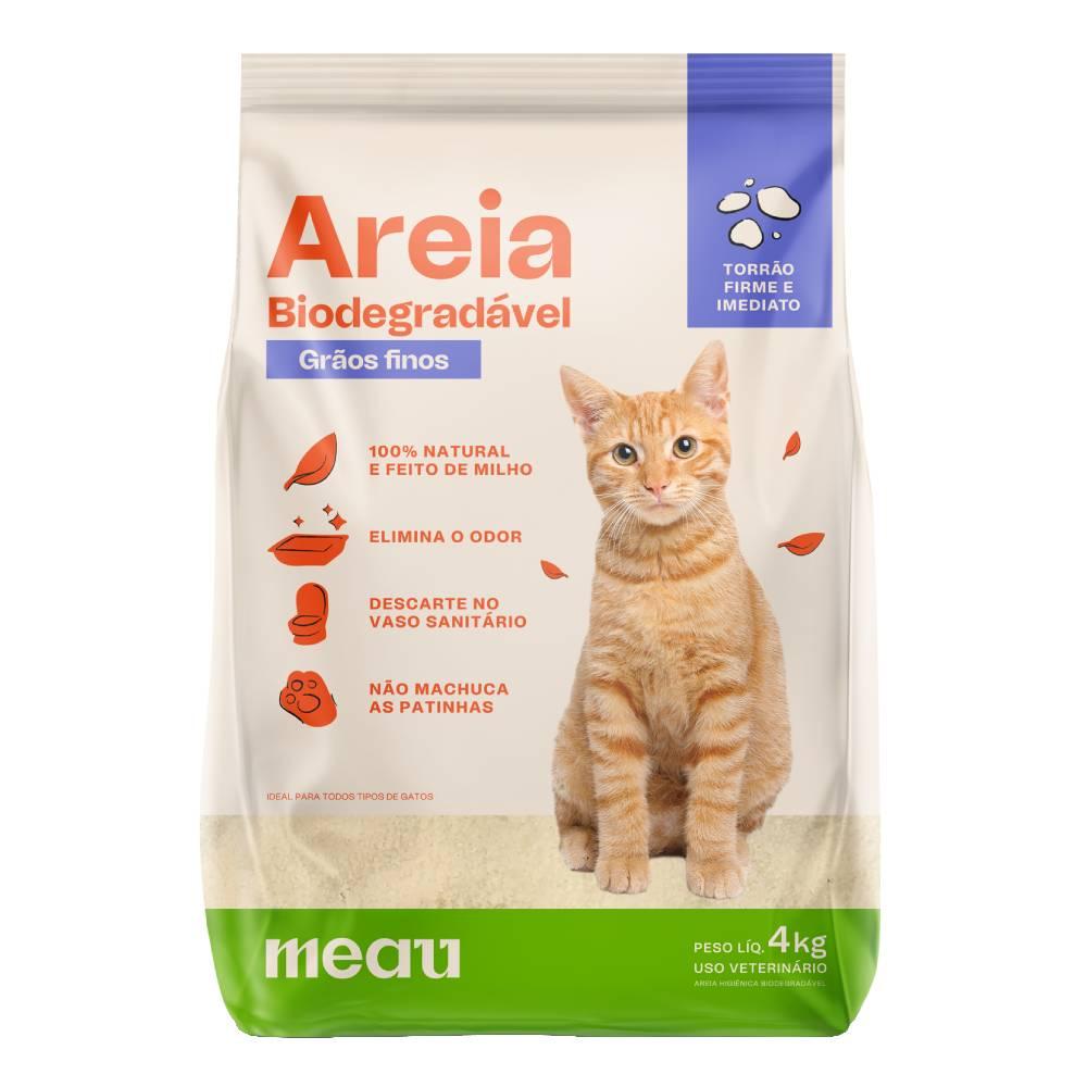 Miniatura Areia Higiênica Meau Biodegradável Grãos Finos para Gatos - 12 Kg