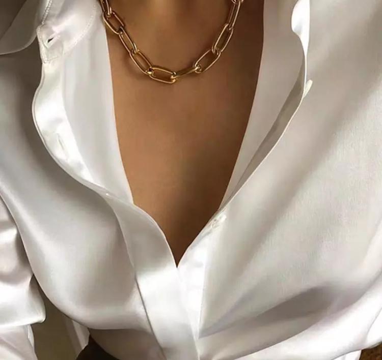 Colar Dourado Corrente Fina Entrelaçada